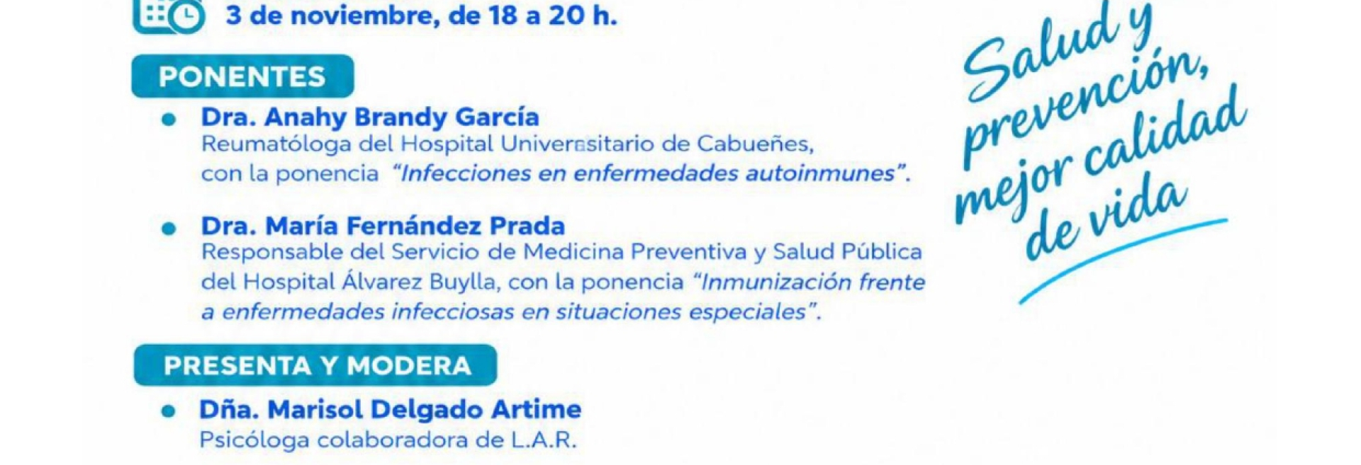 Conferencia "Prevención de Infecciones en Enfermedades Reumáticas", 3 de noviembre, Avilés